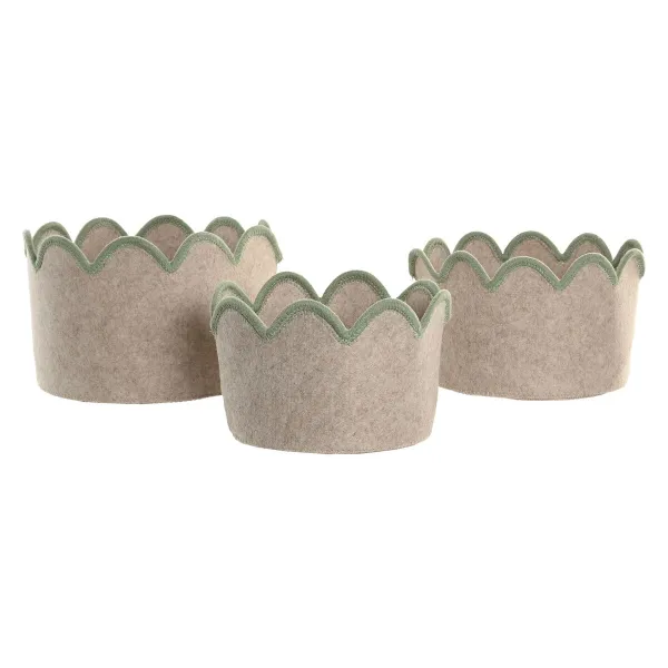 Basket set Home ESPRIT Blue Green Beige Pink Children's 30 x 30 x 20 cm (3 Pieces) (3 Units)