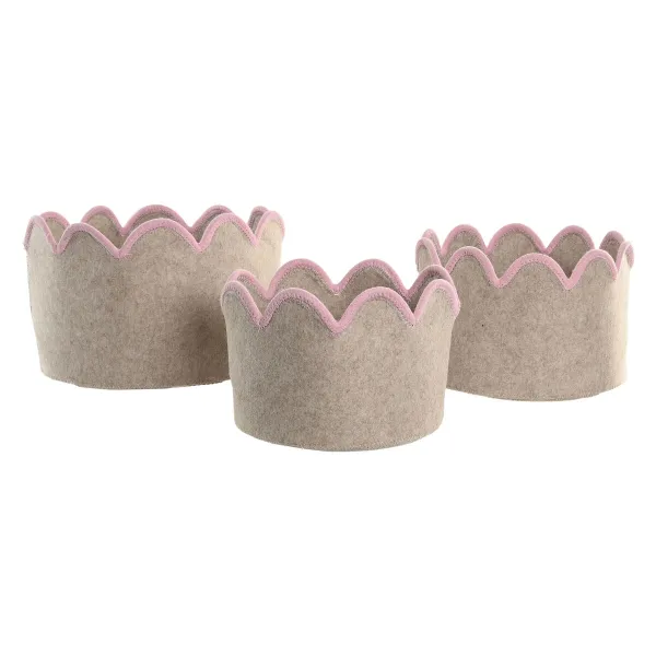 Basket set Home ESPRIT Blue Green Beige Pink Children's 30 x 30 x 20 cm (3 Pieces) (3 Units)