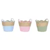 Decorative basket Home ESPRIT Blue Green Pink Natural Children's 35 x 35 x 28 cm (3 Units)