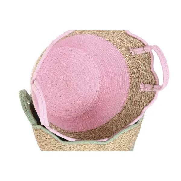 Koristekori Home ESPRIT Sininen Vihreä Pinkki Luonnollinen Lasten 35 x 35 x 28 cm (3 osaa)