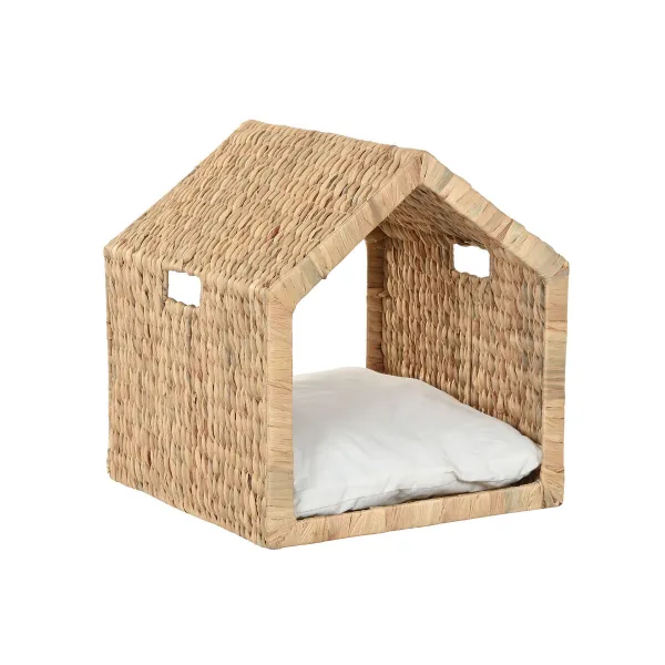Лежанка для питомца Home ESPRIT Кремовый Натуральный Металл Водный гиацинт 43 x 43 x 46 cm