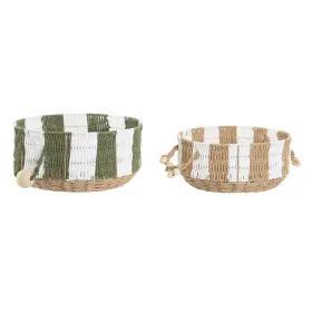 Grozs Home ESPRIT Zaļš Krēmkrāsa Tropiskais 35 X 35 X 16 CM (2 Daudzums)