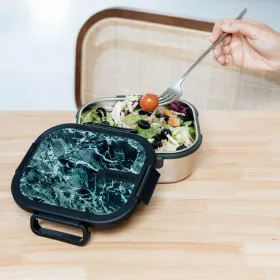 Quokka Kai - Stainless Steel Food Container/Lunchbox (Black Marble)
