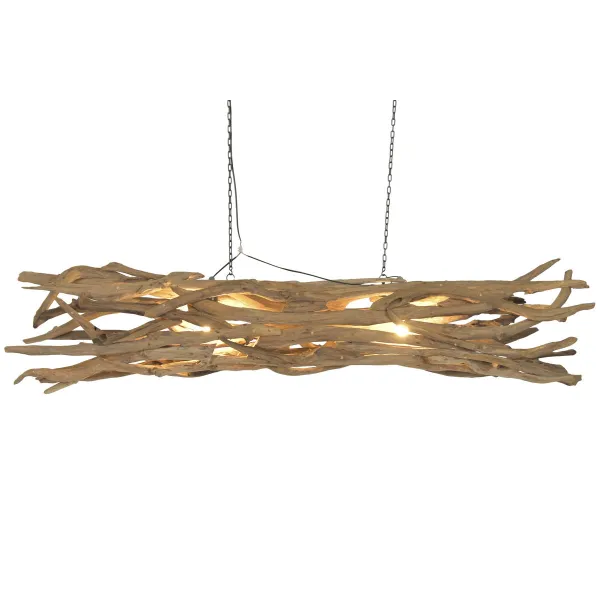 Ceiling Light Home ESPRIT Black Natural Wood Iron Teak 50 W