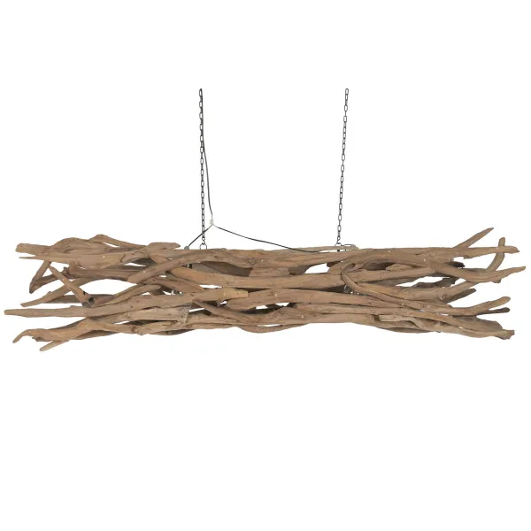 Ceiling Light Home ESPRIT Black Natural Wood Iron Teak 50 W