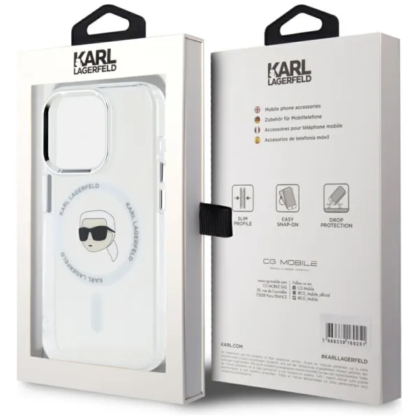 Karl Lagerfeld IML Metal Karl Head MagSafe - Case for iPhone 15 Pro Max (white)