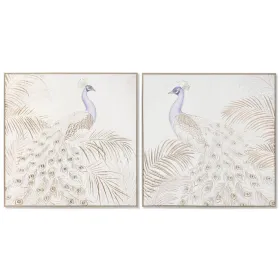 Полотно Home ESPRIT Белый Натуральный павлин Тропический 100 x 5 x 100 cm (2 штук)