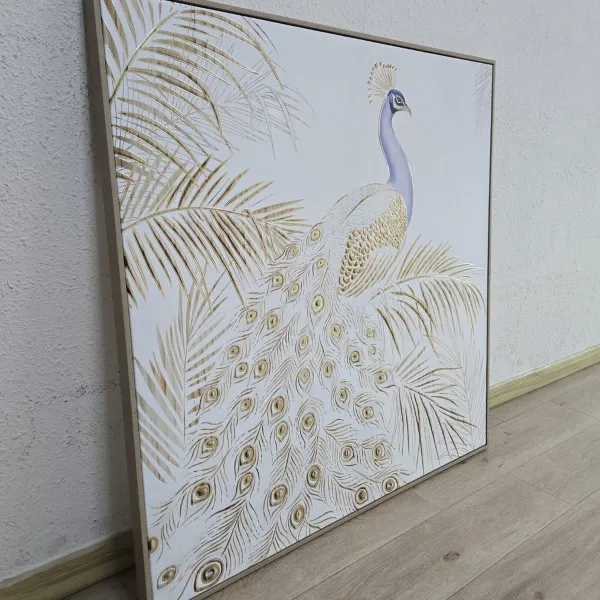 Kangas Home ESPRIT Valkoinen Luonnollinen Riikinkukko Trooppinen 100 x 5 x 100 cm (2 osaa)