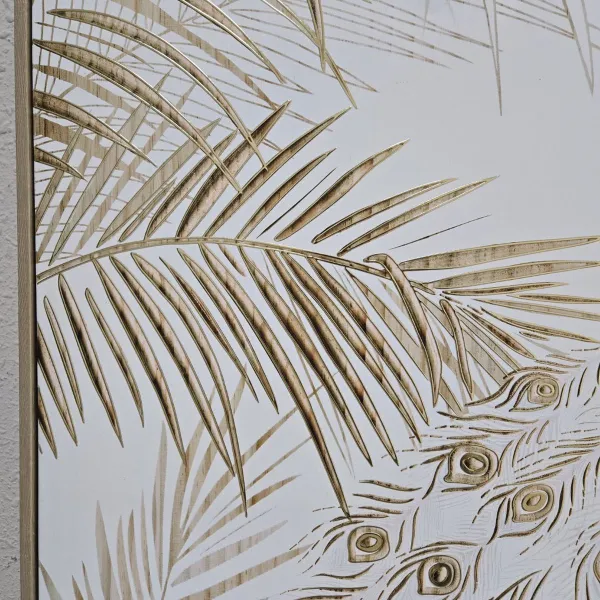 Canvas Home ESPRIT White Natural Peacock Tropical 100 x 5 x 100 cm (2 Units)
