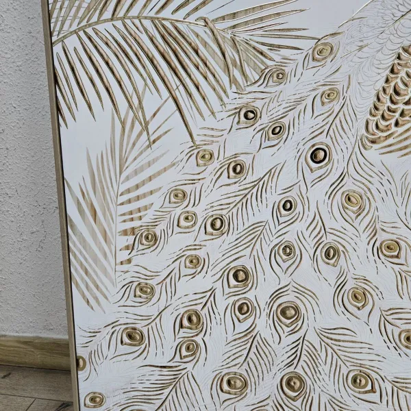Drobė Home ESPRIT Balta Natūralus Povas Tropinis 100 x 5 x 100 cm (2 vnt.)