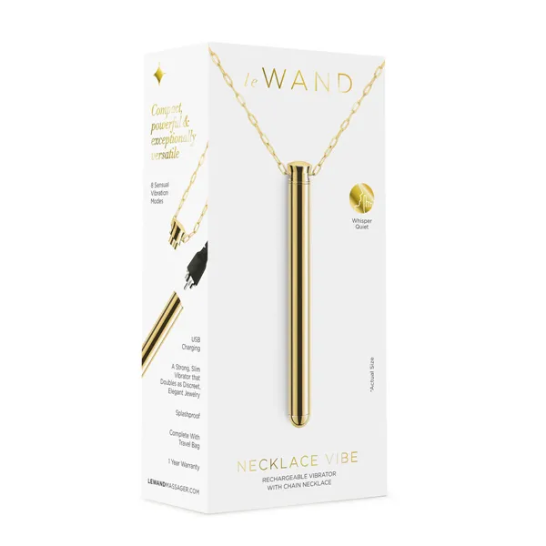 Bullet Vibrator Le Wand Necklace Pendant Golden