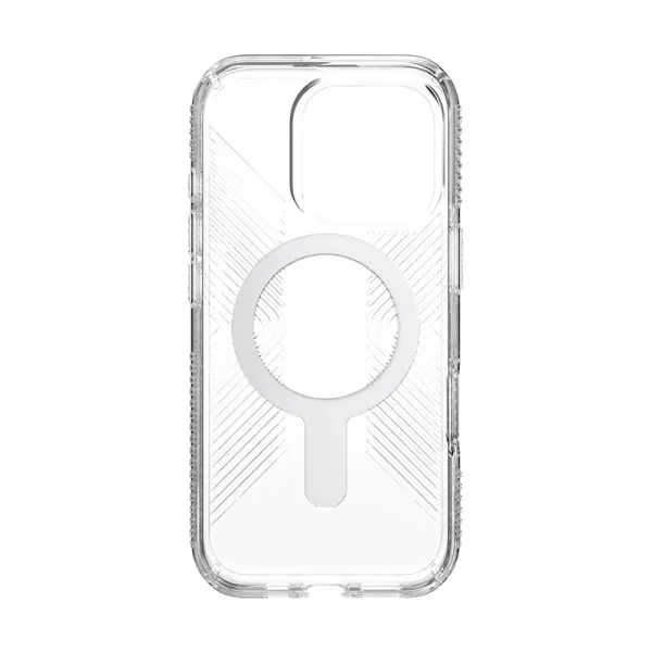 Speck Presidio Perfect-Clear Grip ClickLock & MagSafe - iPhone 16 Pro Case (Clear / Chrome Finish / Serene Silver)