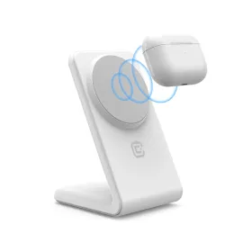Crong MagSpot Stand - 2-in-1 Wireless Charger with MagSafe for iPhone and AirPods (White)