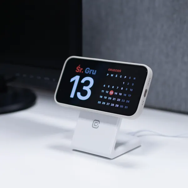 Crong MagSpot Stand - 2-in-1 Wireless Charger with MagSafe for iPhone and AirPods (White)