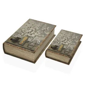 Dekoratīvs skapītis Versa Grāmata Цветы Canvas Koks MDF 7 x 27 x 18 cm