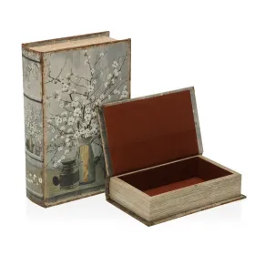 Dekoratīvs skapītis Versa Grāmata Цветы Canvas Koks MDF 7 x 27 x 18 cm