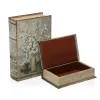 Decorative box Versa Book Flowers Canvas MDF Wood 7 x 27 x 18 cm
