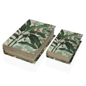 Dekoratīvs skapītis Versa Grāmata Tropiskais Canvas Koks MDF 7 x 27 x 18 cm