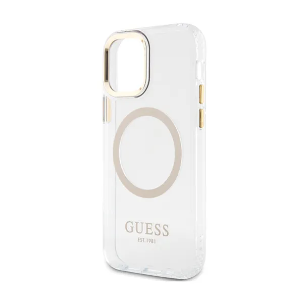 Guess Metal Outline MagSafe - Case for iPhone 12 / iPhone 12 Pro (Transparent / Gold)