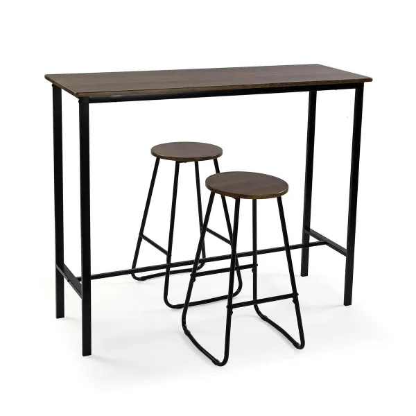 Galda komplekts ar 2 krēsliem Versa Melns PVC Metāls Koks MDF 40 x 120 x 100 cm