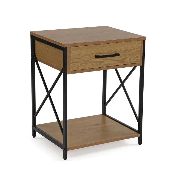 Ночной столик Versa Чёрный PVC Деревянный Металл 40 x 60 x 48 cm