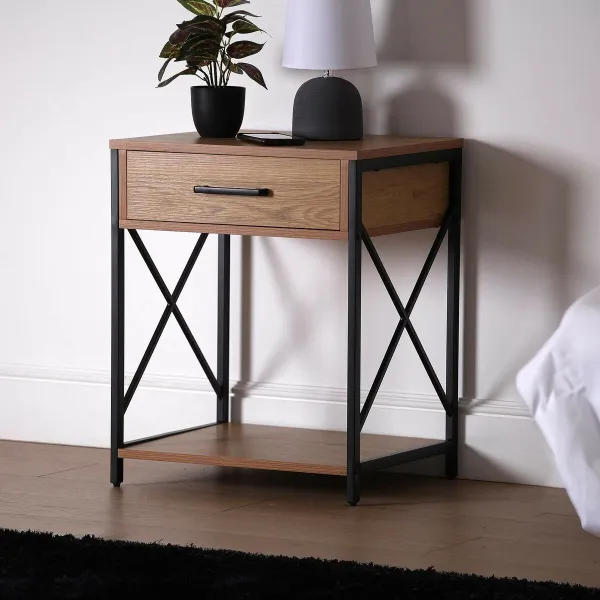 Ночной столик Versa Чёрный PVC Деревянный Металл 40 x 60 x 48 cm