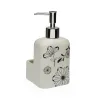 Soap Dispenser Versa Ceramic ABS Dolomite Flowers 9 x 18,5 x 8 cm