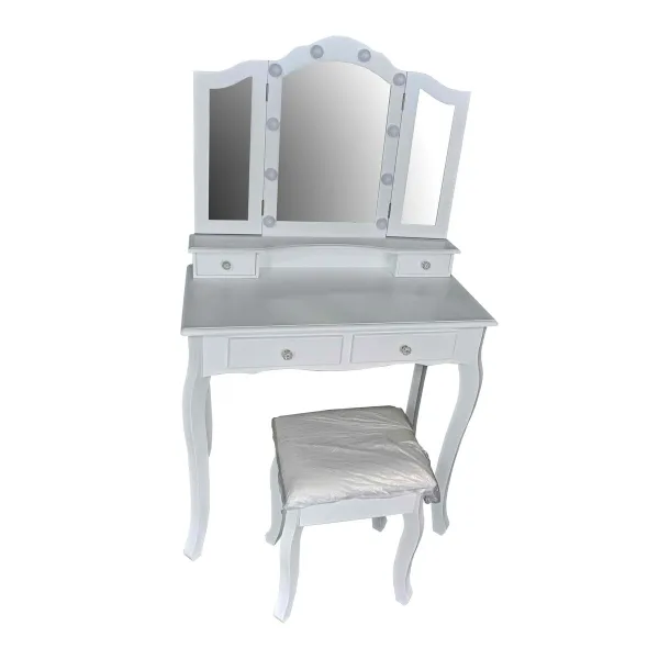 Pukeutumispöytä Versa Valkoinen Puu MDF 40 x 139 x 80 cm