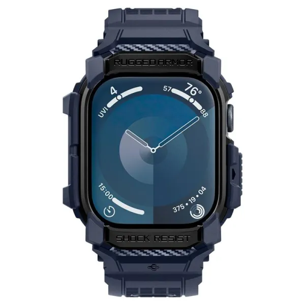 Spigen Rugged Armor Pro - Strap with Case for Apple Watch 10 46 mm (Navy Blue)