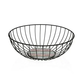 Универсальная корзина Versa Чёрный Металл Сталь Деревянный MDF 28 x 11 x 28 cm