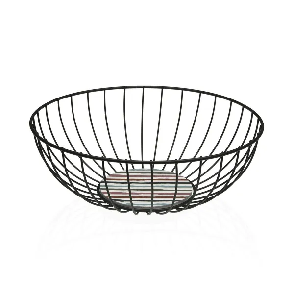 Универсальная корзина Versa Чёрный Металл Сталь Деревянный MDF 28 x 11 x 28 cm