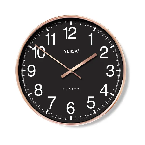 Sieninis laikrodis Versa Juoda Plastmasinis 4,3 x 30 x 30 cm