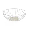 Multi-purpose basket Versa White Metal Steel MDF Wood 28 x 11 x 28 cm