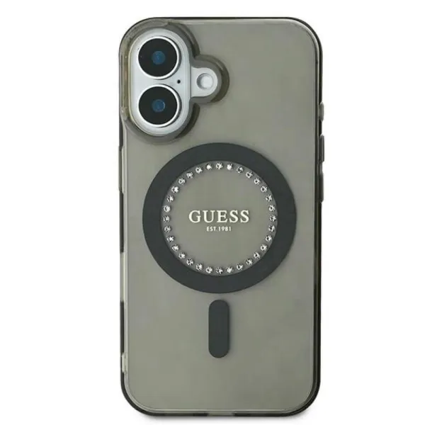 Guess IML Rhinestones MagSafe - Case for iPhone 16 Plus (Black)