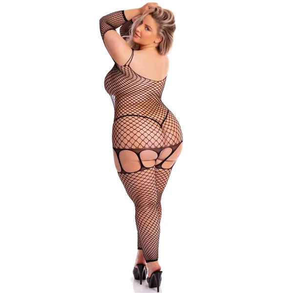 Bodystocking Pink Lipstick Black (XL)