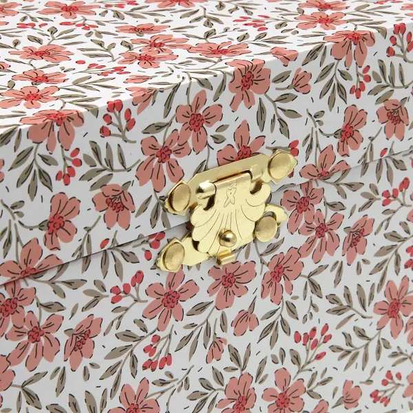 Jewelry box Versa Wood MDF Wood 12 x 10 x 18 cm Flowers