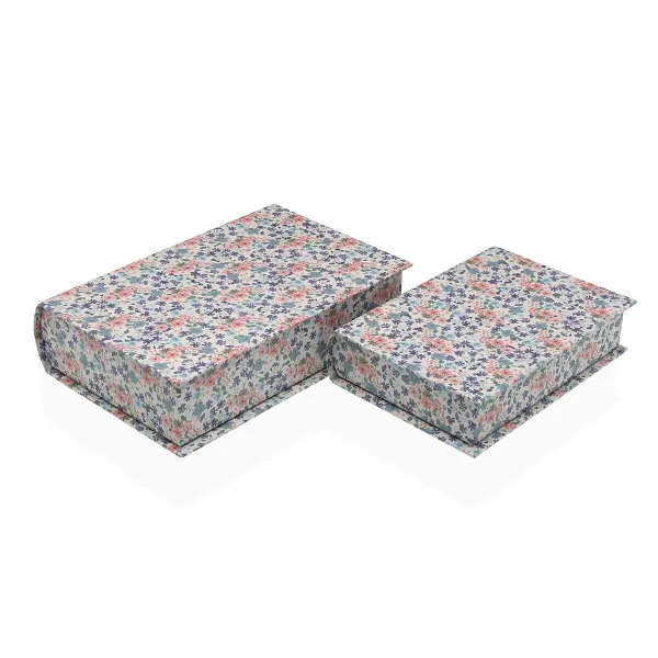 Decorative box Versa Canvas MDF Wood Flowers Book