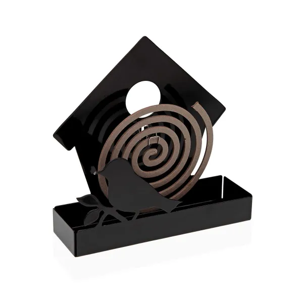 Подставка для противомоскитных спиралей Versa Чёрный Металл 5 x 17 x 17 cm Птица