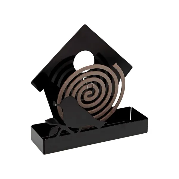 Подставка для противомоскитных спиралей Versa Чёрный Металл 5 x 17 x 17 cm Птица
