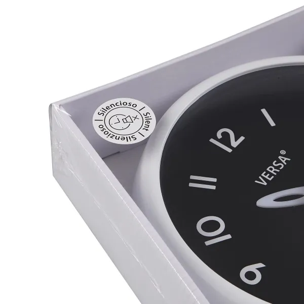 Wall Clock Versa White Black Plastic