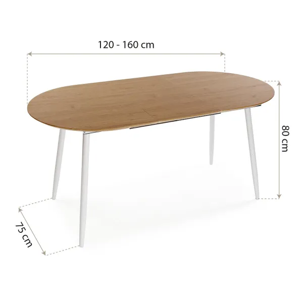 Ruokapöytä Versa DOINYO  Valkoinen Metalli Puu MDF 80 x 75 x 160 cm