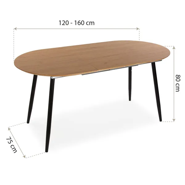 Обеденный стол Versa DOINYO  Чёрный Металл Деревянный MDF 80 x 75 x 160 cm