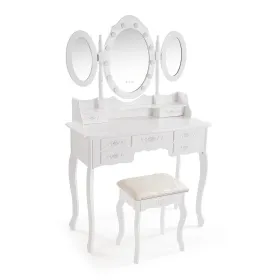 Pukeutumispöytä Versa Valkoinen Puu Kristalli Puu MDF 40 X 144 X 90 CM