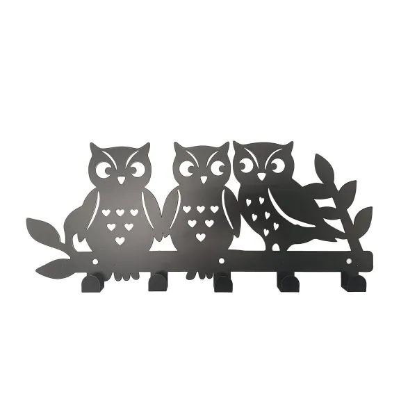 Sieninė kabykla Versa Juoda Metalinis Geležis Pelėdų šeima 2 X 17 X 39 CM