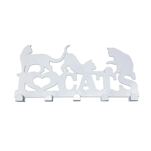Uz sienas piestiprināts mēteļa pakaramais Versa Balts Metāls Dzelzs Kaķu 2 X 17 X 39 CM