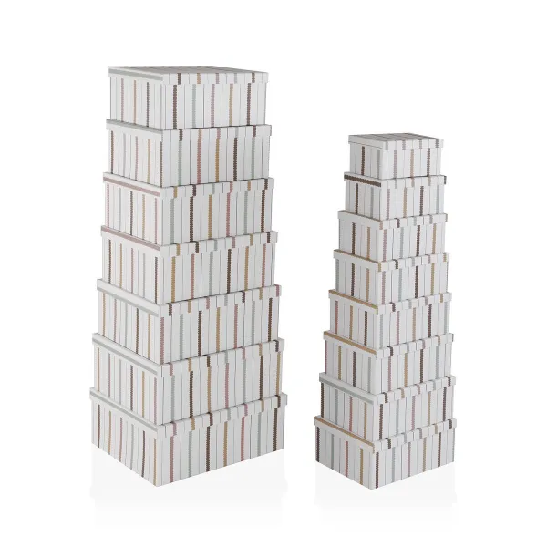Set of Stackable Organising Boxes Versa Flint Cardboard 15 Pieces