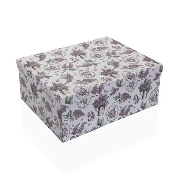 Set of Stackable Organising Boxes Versa Cardboard Lavendar 10 Pieces