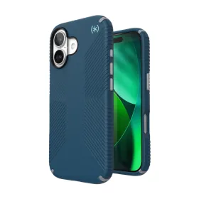 Speck Presidio2 Grip MagSafe - iPhone 17 Case (Deep Sea/Silver Metallic)