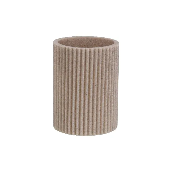 Toothbrush Holder Versa Beige Resin 6,9 x 10,2 x 6,9 cm