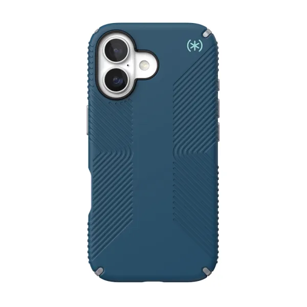 Speck Presidio2 Grip MagSafe - iPhone 17 Case (Deep Sea/Silver Metallic)